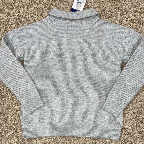 Modern Ambition Women's Merino Wool Blend Quarter Zip Sweater Gray, Size Large - Picture 9 of 16